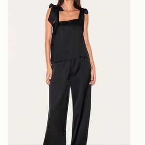 PrettyLittleThing Black Satin Pajamas